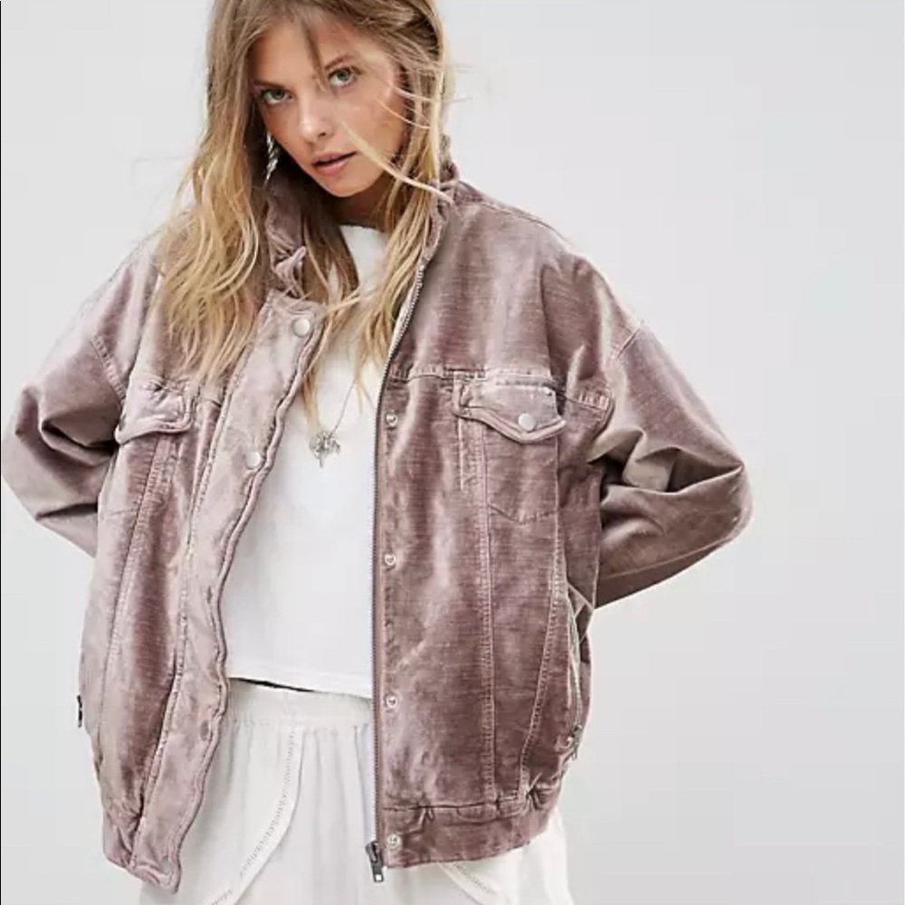 Free people velvet trucker jacket xs/small oversized fit